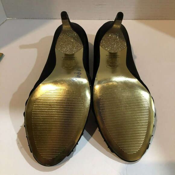 Adrianna Papell Womens Size 6 M Black Gold Farrel Peep Toe Dress Pump Heels - Picture 9 of 9